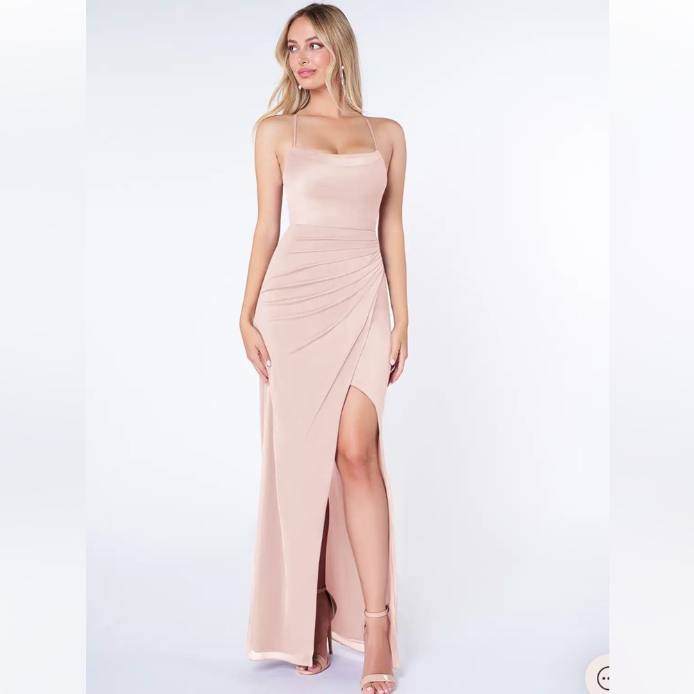 Azazie Kalea Rose Petal Mermaid Pleated Mesh Dress A14